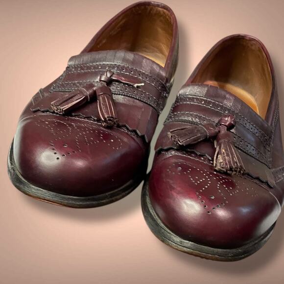 Men\'s ALLEN EDMONDS Bridgeton Dark Burgundy USA Made Tassel Loafers EUC main image 12